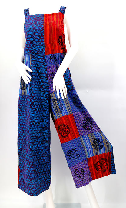 Flower of Life Pagan Symbol Overalls | Wide Leg Jumpsuit
