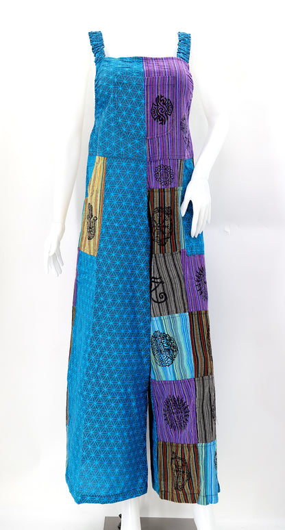 Flower of Life Pagan Symbol Overalls | Wide Leg Jumpsuit