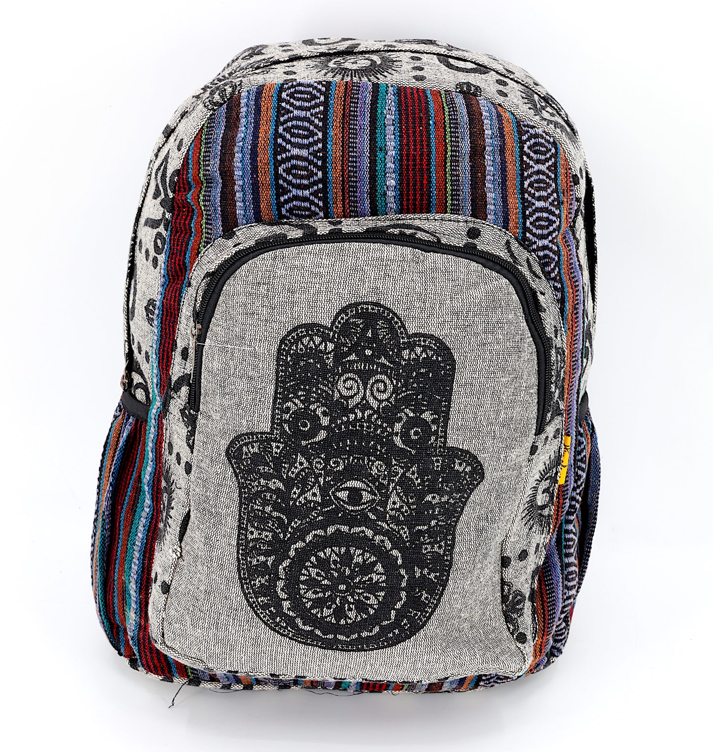 Cotton Hamsa Hand Print Handmade Large Backpack