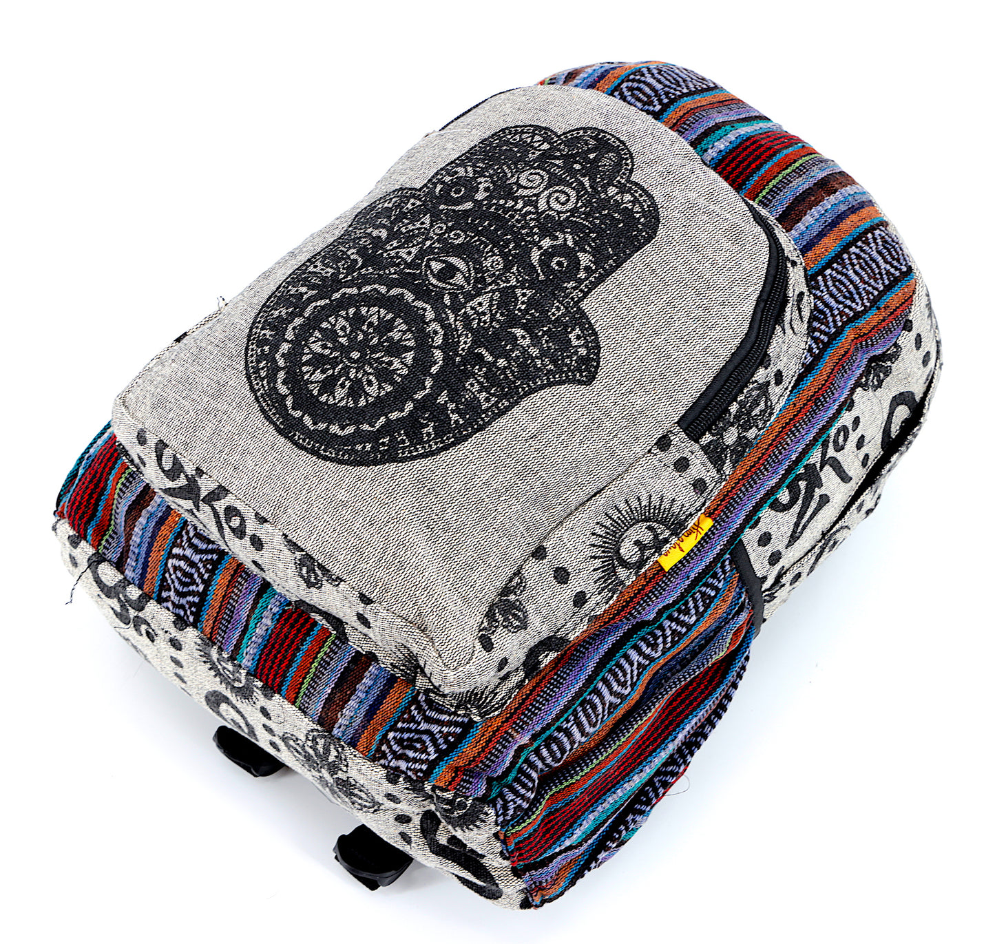 Cotton Hamsa Hand Print Handmade Large Backpack