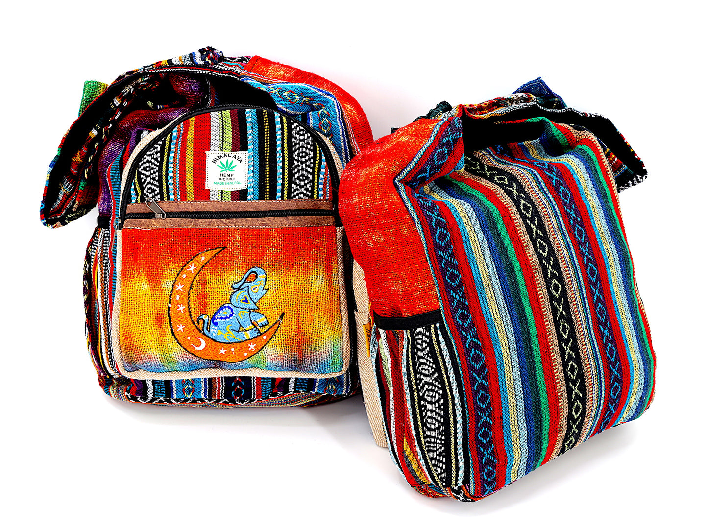 Hemp Moon Elephant Hand Embroidered Tie Dye Crossbody Bag