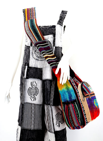 Elephant Hemp Crossbody Bag | Hand Embroidered Tie Dye Messenger Bag
