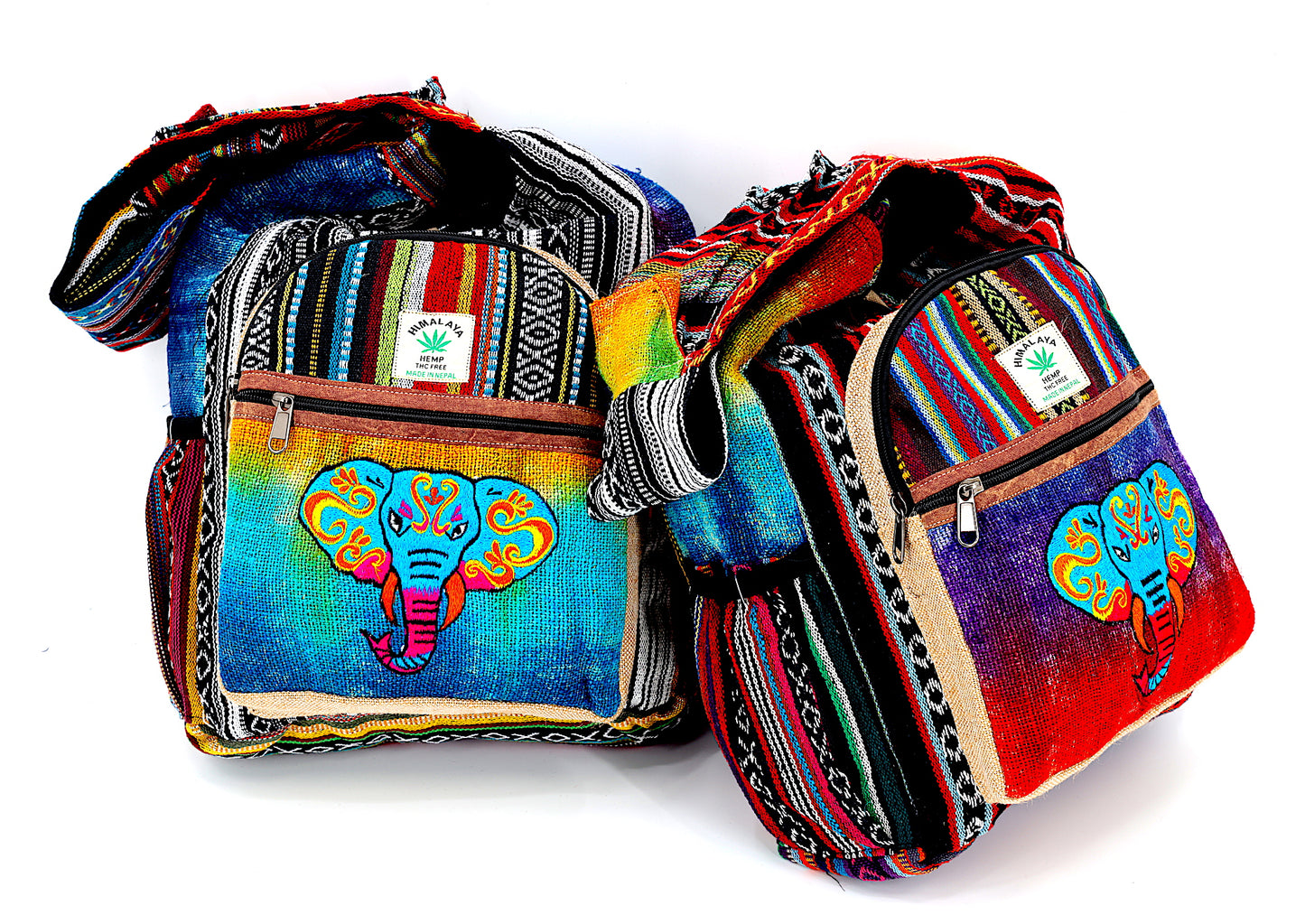 Hemp Elephant Hand Embroidered Tie Dye Crossbody Bag