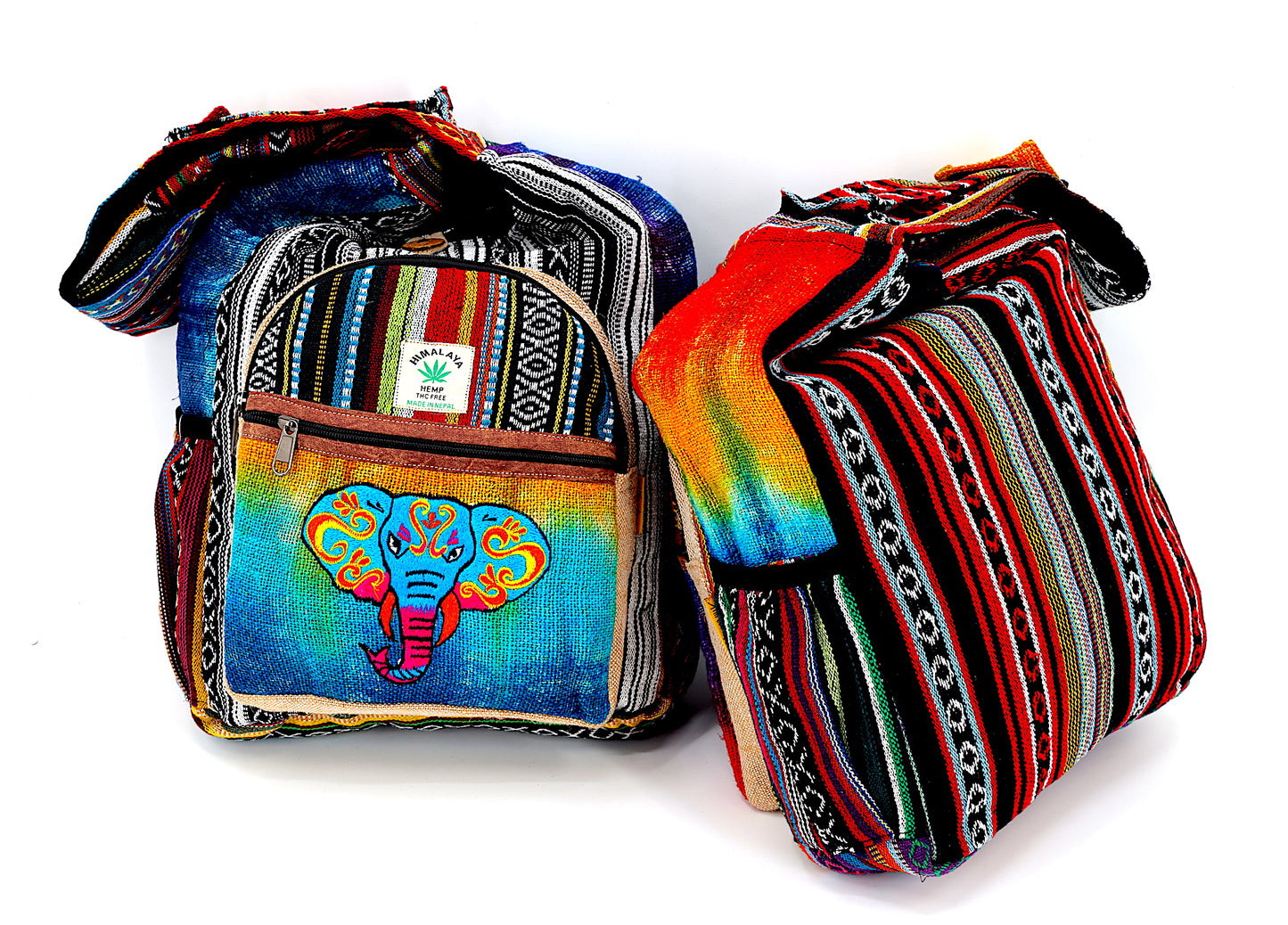 Hemp Elephant Hand Embroidered Tie Dye Crossbody Bag