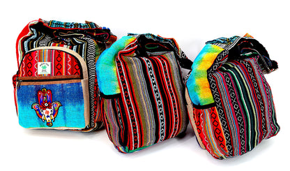 Hamsa Elephant Hemp Crossbody | Hand Embroidered Tie Dye Messenger Bag