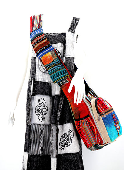 Hamsa Elephant Hemp Crossbody | Hand Embroidered Tie Dye Messenger Bag