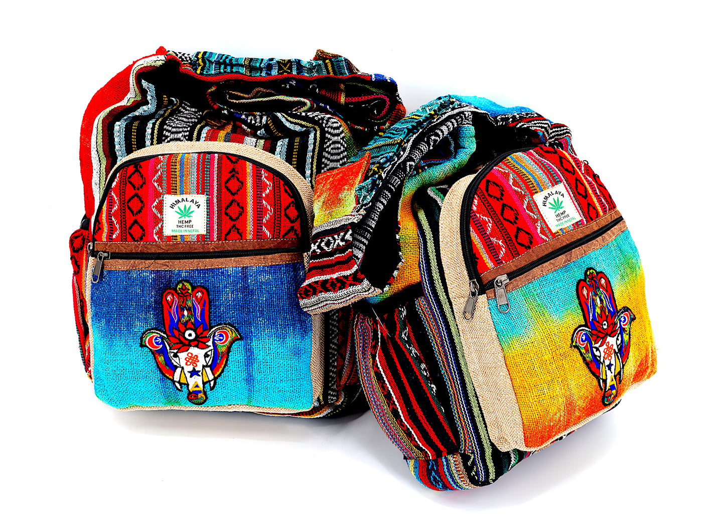 Hemp Hamsa Elephant Hand Embroidered Tie Dye Crossbody Bag