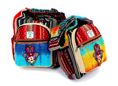 Hamsa Elephant Hemp Crossbody | Hand Embroidered Tie Dye Messenger Bag