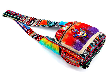 Hamsa Elephant Hemp Crossbody | Hand Embroidered Tie Dye Messenger Bag