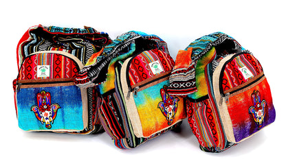Hamsa Elephant Hemp Crossbody | Hand Embroidered Tie Dye Messenger Bag
