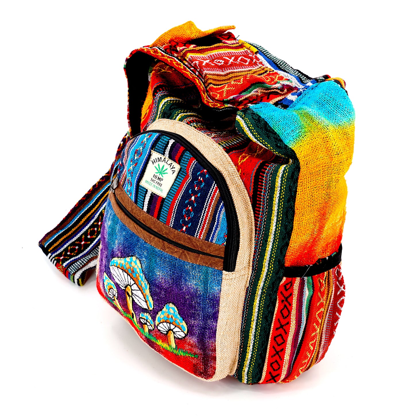 Hemp Mushroom Hand Embroidered Tie Dye Crossbody Bag