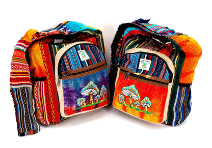 Mushroom Hemp Crossbody Bag | Hand Embroidered Tie Dye Messenger Bag