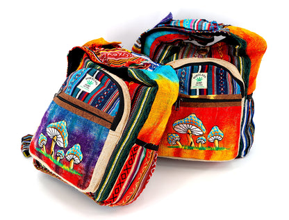 Mushroom Hemp Crossbody Bag | Hand Embroidered Tie Dye Messenger Bag