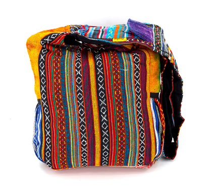 Mushroom Hemp Crossbody Bag | Hand Embroidered Tie Dye Messenger Bag
