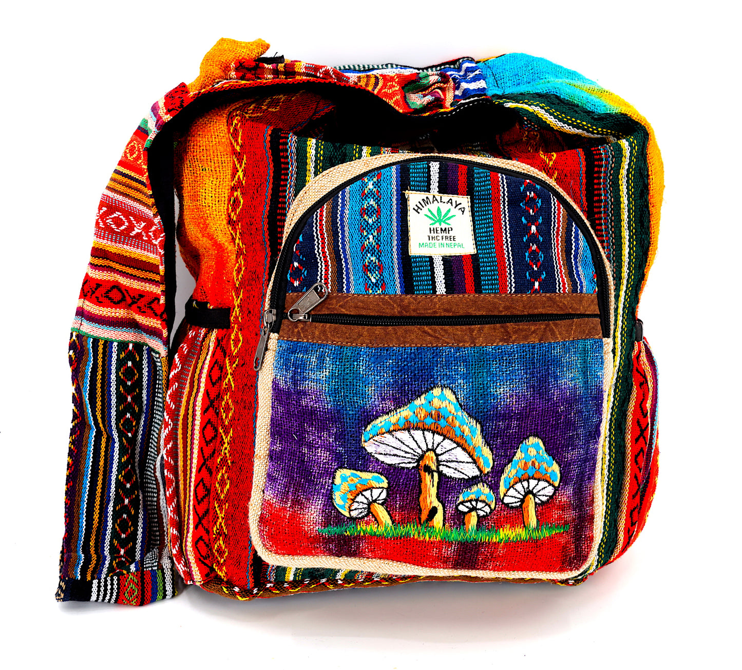 Hemp Mushroom Hand Embroidered Tie Dye Crossbody Bag