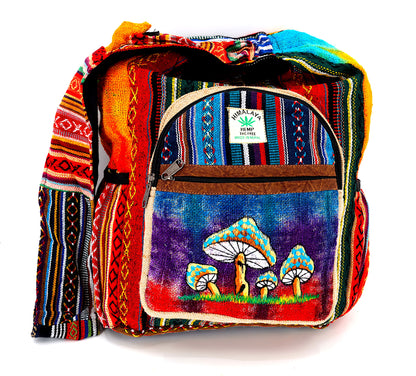 Mushroom Hemp Crossbody Bag | Hand Embroidered Tie Dye Messenger Bag
