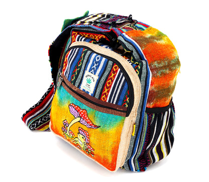 Frog Mushroom Hemp Crossbody | Hand Embroidered Tie Dye Messenger Bag