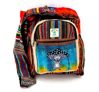 Mushroom Elf Hemp Crossbody | Hand Embroidered Tie Dye Messenger Bag