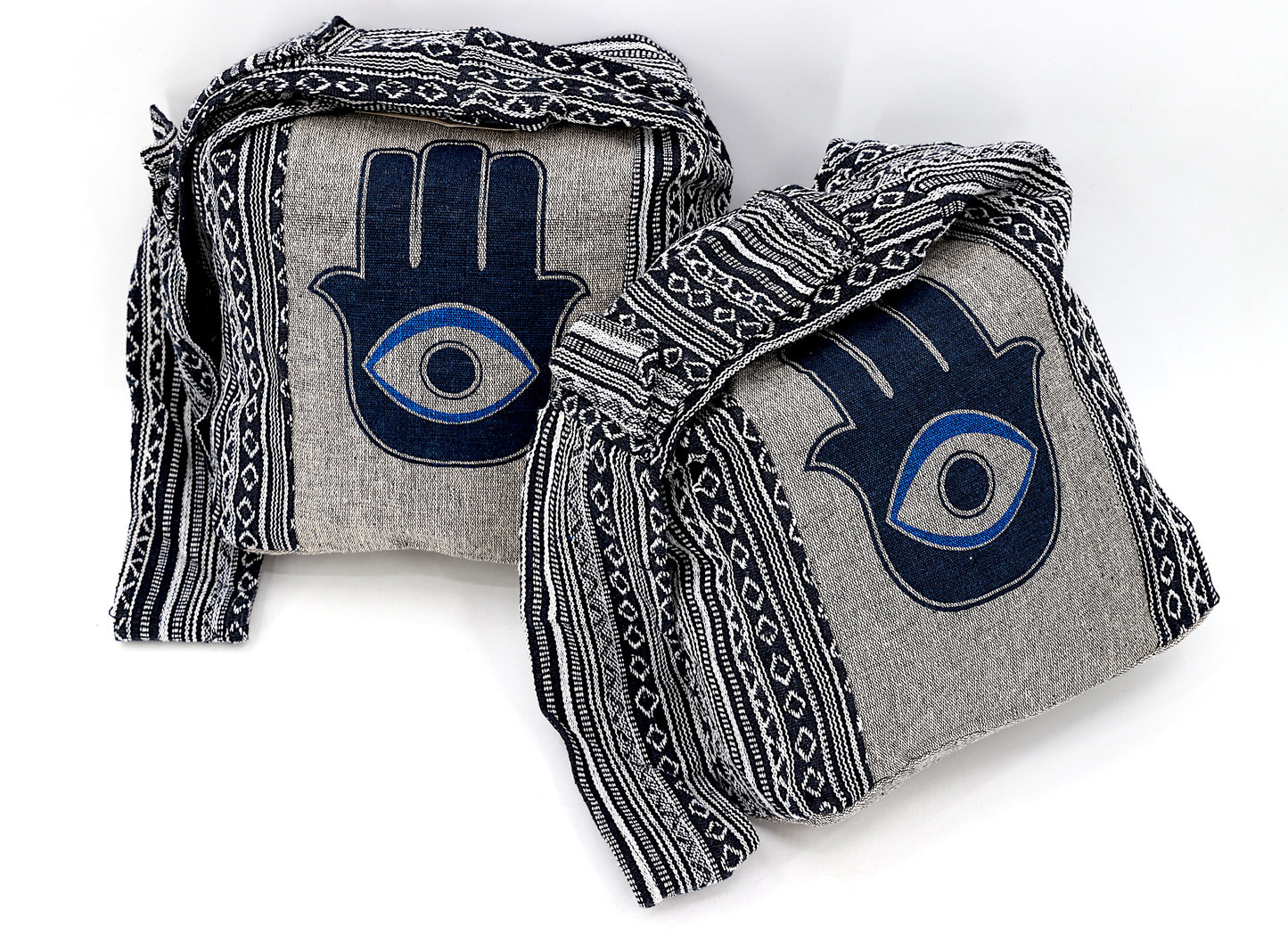 Cotton Hamsa Evil Eye Print Handmade Crossbody Bag