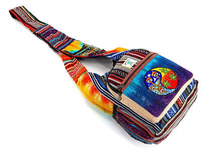 Mushroom Yin Yang Hemp Crossbody | Hand Embroidered Messenger Bag