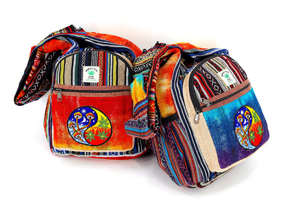 Mushroom Yin Yang Hemp Crossbody | Hand Embroidered Messenger Bag