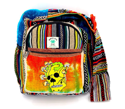 Skull Mushroom Hemp Crossbody | Hand Embroidered Tie Dye Messenger Bag