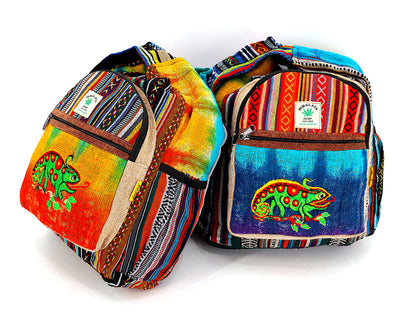Chameleon Hemp Crossbody Bag | Hand Embroidered Tie Dye Messenger Bag