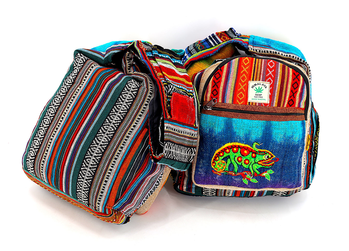 Hemp Chameleon Hand Embroidered Tie Dye Crossbody Bag