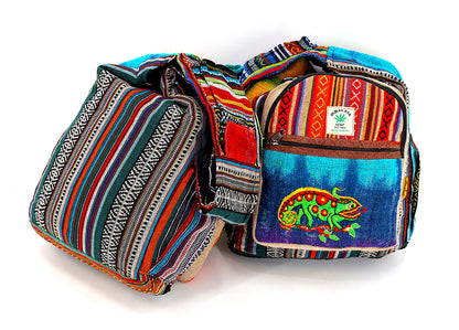 Chameleon Hemp Crossbody Bag | Hand Embroidered Tie Dye Messenger Bag