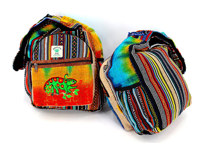 Chameleon Hemp Crossbody Bag | Hand Embroidered Tie Dye Messenger Bag