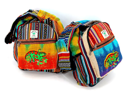 Chameleon Hemp Crossbody Bag | Hand Embroidered Tie Dye Messenger Bag