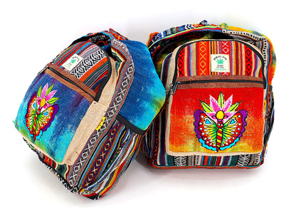 Butterfly Flower Hemp Crossbody | Hand Embroidered Tie Dye Messenger Bag