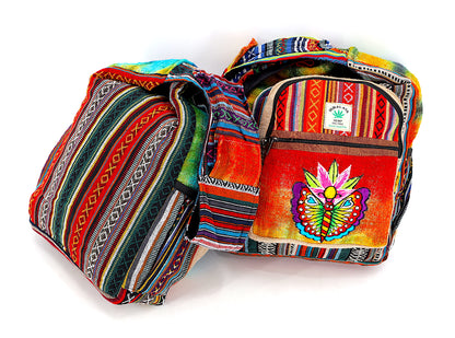 Butterfly Flower Hemp Crossbody | Hand Embroidered Tie Dye Messenger Bag