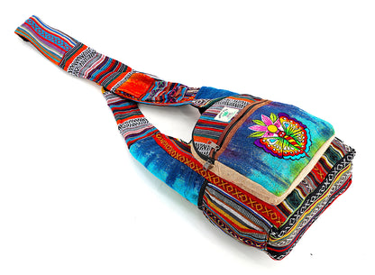 Butterfly Flower Hemp Crossbody | Hand Embroidered Tie Dye Messenger Bag