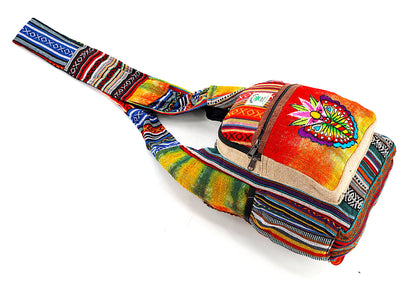 Butterfly Flower Hemp Crossbody | Hand Embroidered Tie Dye Messenger Bag
