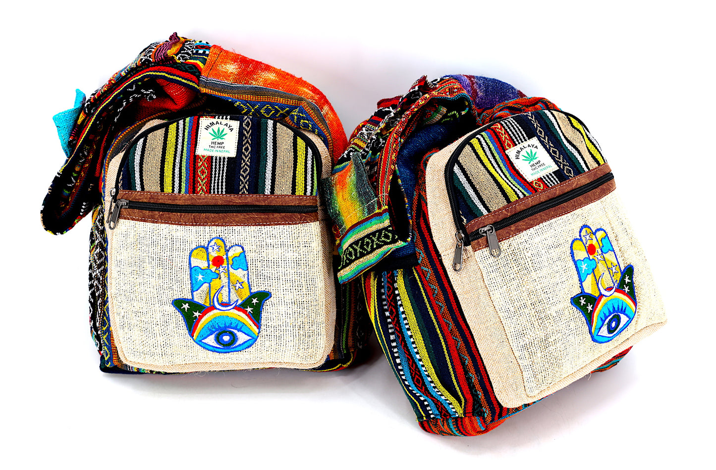 Hemp Hamsa Hand Embroidered Crossbody Bag