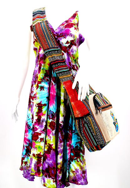 Hamsa Hand Hemp Crossbody Bag | Hand Embroidered Messenger Bag