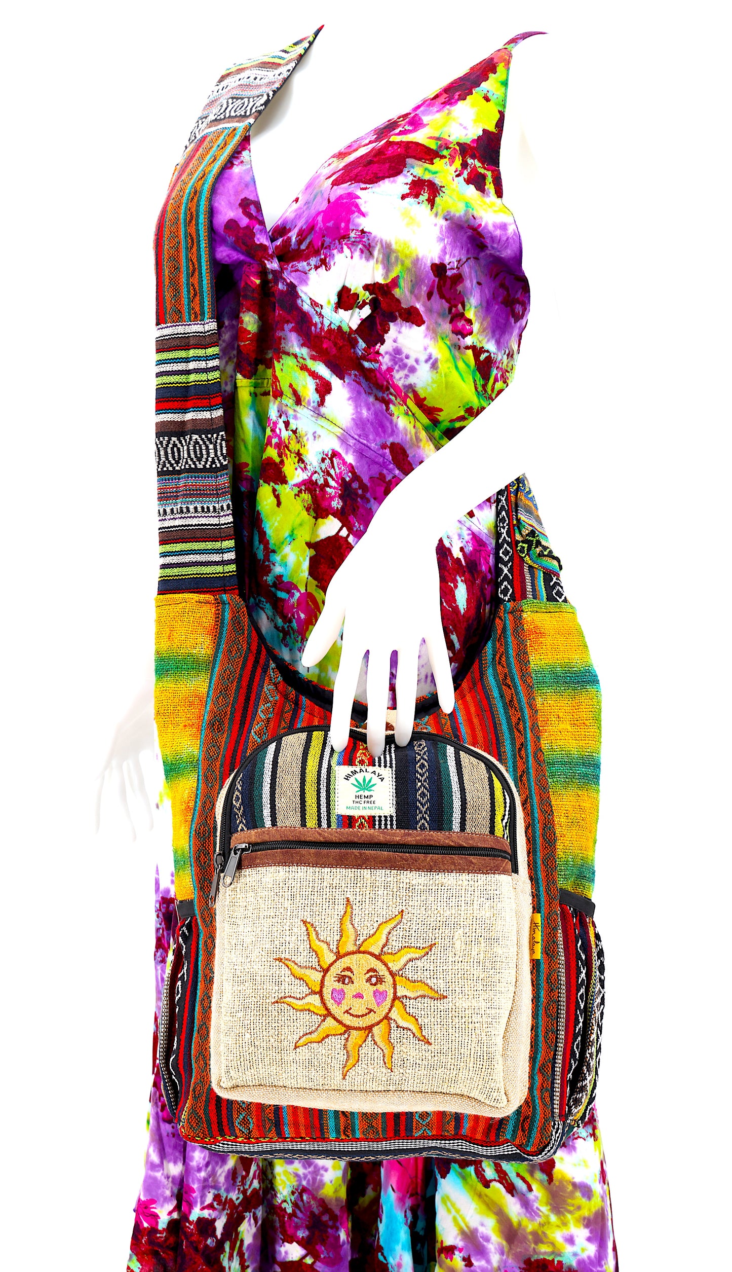 Hemp Sun Hand Embroidered Crossbody Bag