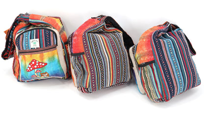 Owl Mushroom Hemp Crossbody | Hand Embroidered Messenger Bag