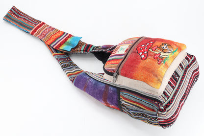 Owl Mushroom Hemp Crossbody | Hand Embroidered Messenger Bag