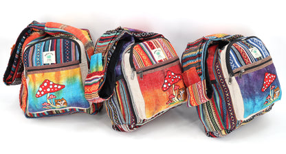 Owl Mushroom Hemp Crossbody | Hand Embroidered Messenger Bag
