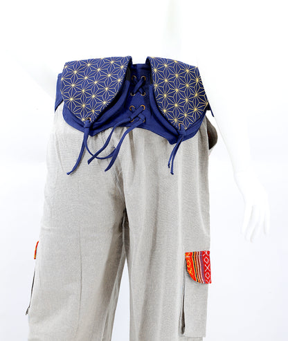 Cotton Flower Of Life Patterned Multi-Pocketed Canvas Fanny Pack