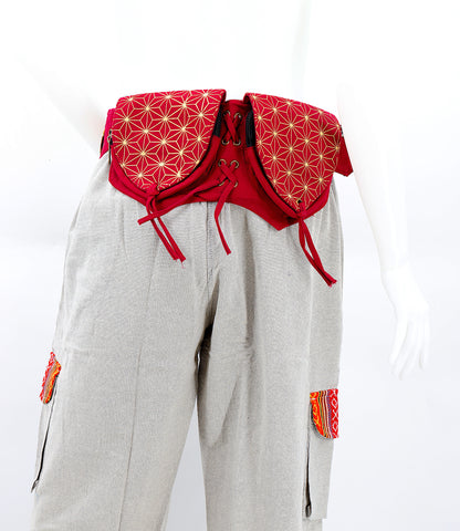 Cotton Flower Of Life Patterned Multi-Pocketed Canvas Fanny Pack