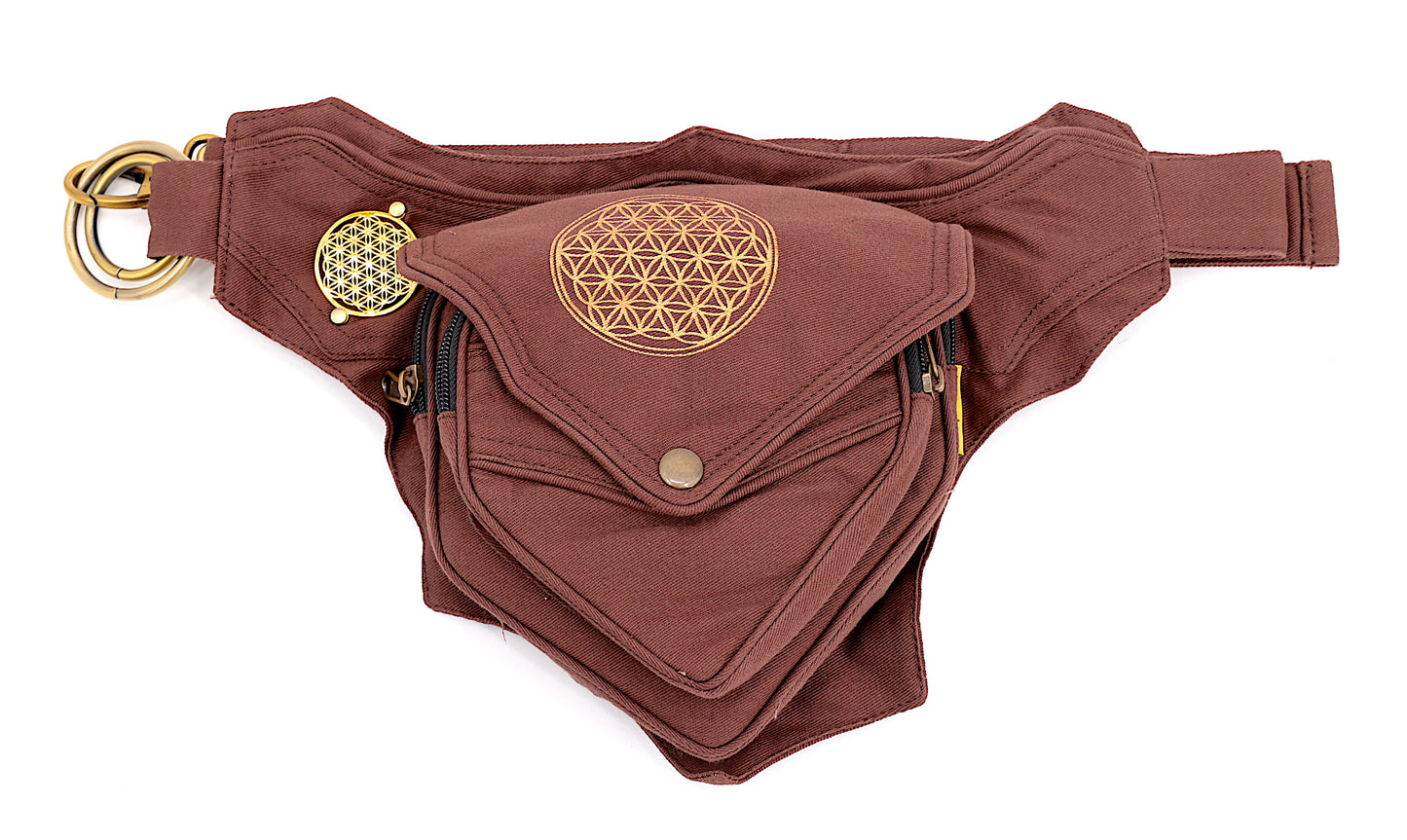 Cotton Flower Of Life Handmade Canvas Fanny Pack