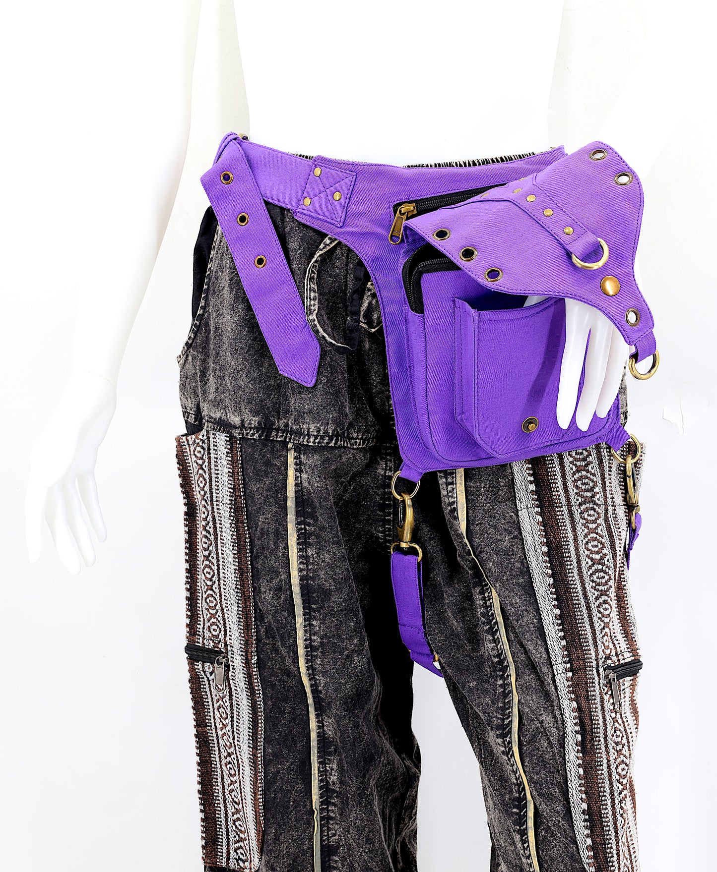 Cotton Hippie Handmade Solid Colored Leg Belt Fanny Pack