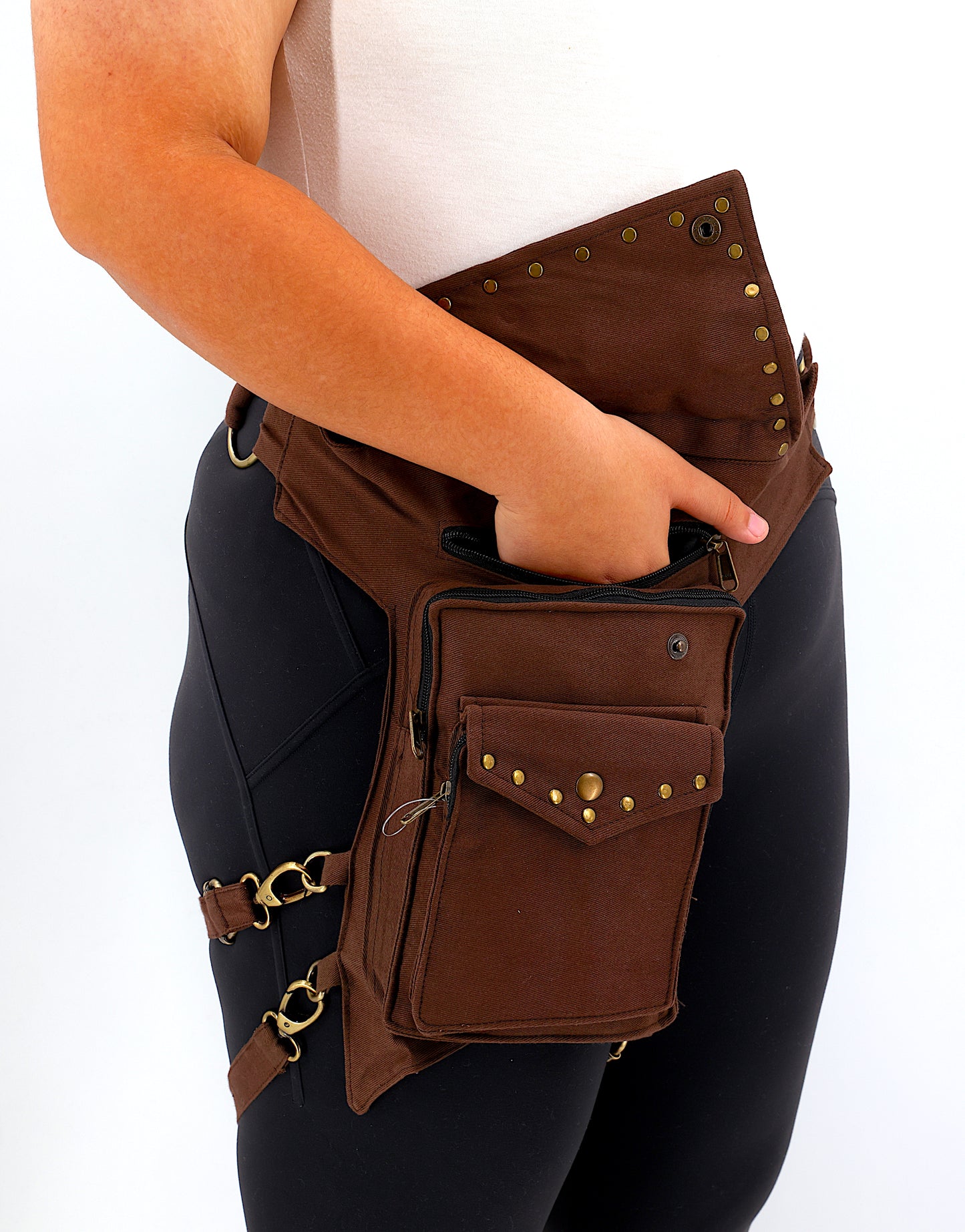 Cotton Handmade Plain Leg Belt Canvas Fanny Pack