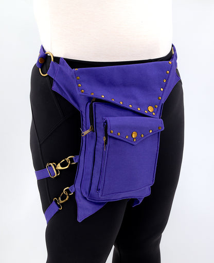Cotton Handmade Plain Leg Belt Canvas Fanny Pack