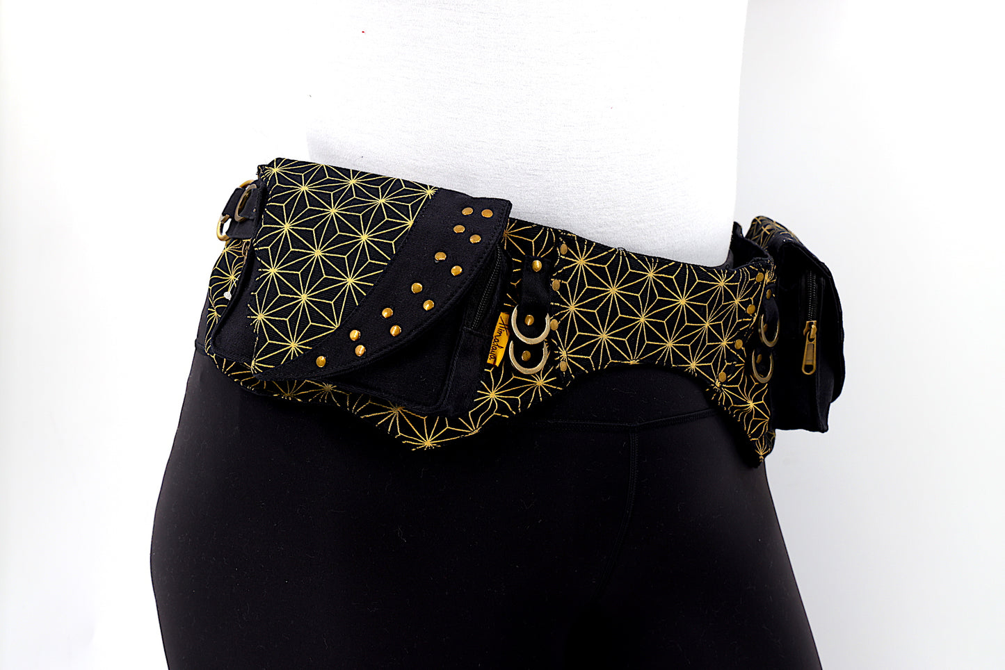 Cotton Flower Of Life Double Pocket Canvas Fanny Pack