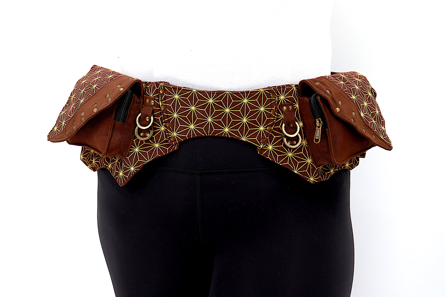 Cotton Flower Of Life Double Pocket Canvas Fanny Pack