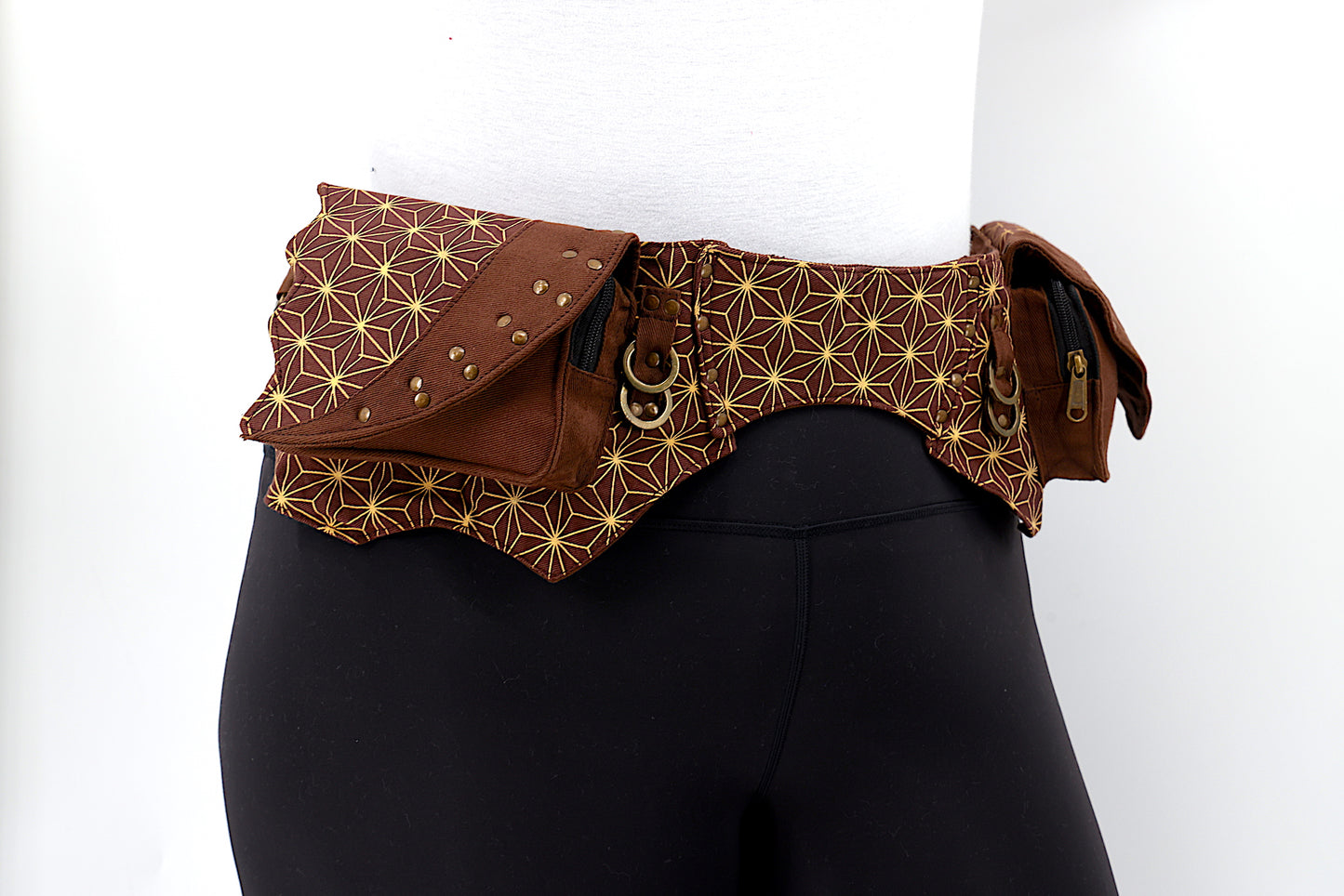 Cotton Flower Of Life Double Pocket Canvas Fanny Pack